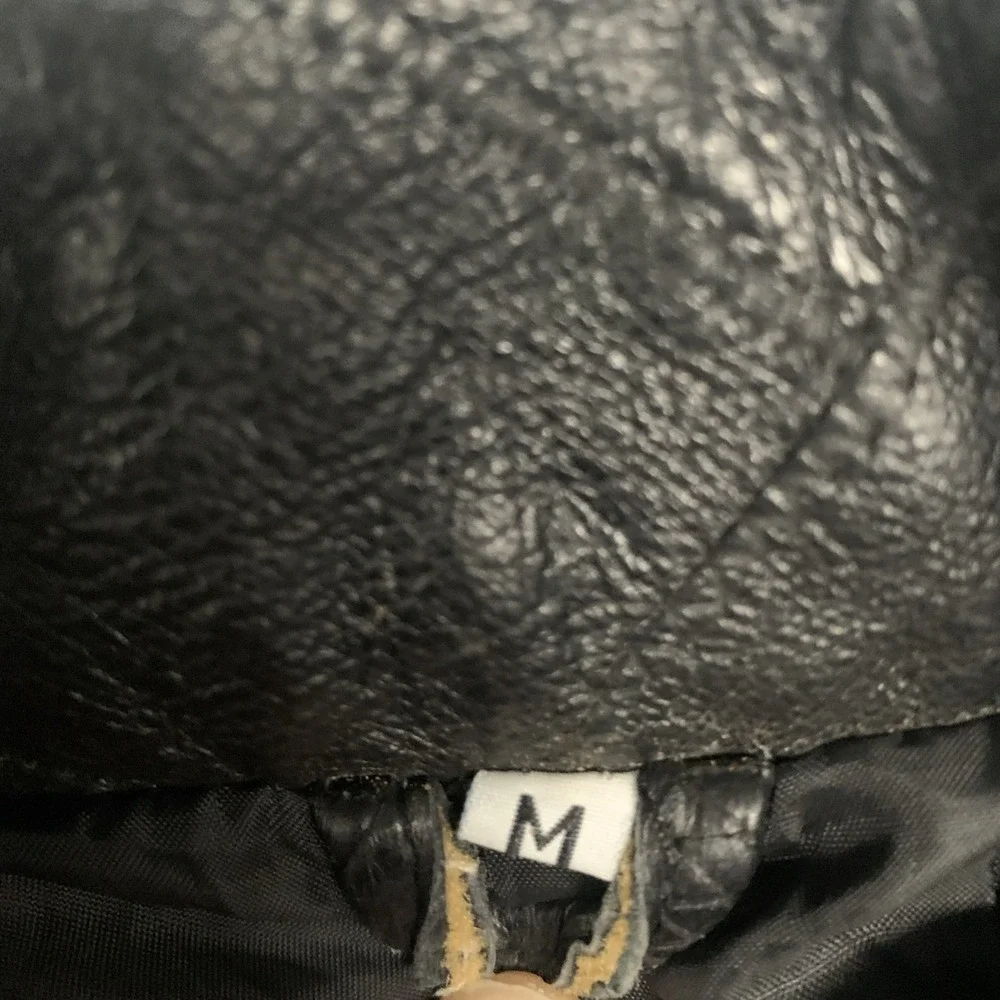 Vintage Diamond Plate Buffalo Leather Moto Jacket Embroidered Asymmetrical Zip M - Picture 4 of 11